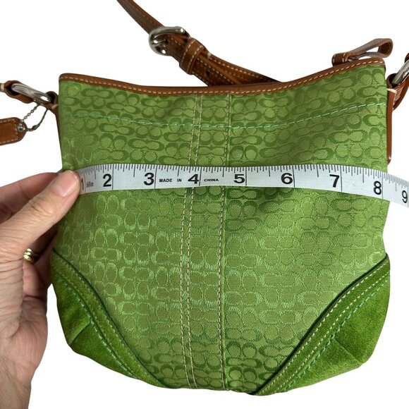 Vintage Coach Lime Green Signature Crossbody Bag Y2K - Picture 10 of 14